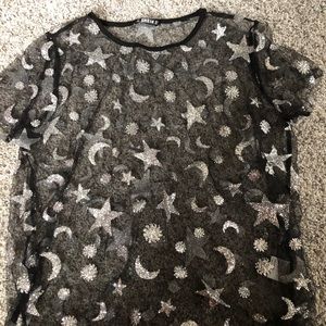 Star and moon mesh top